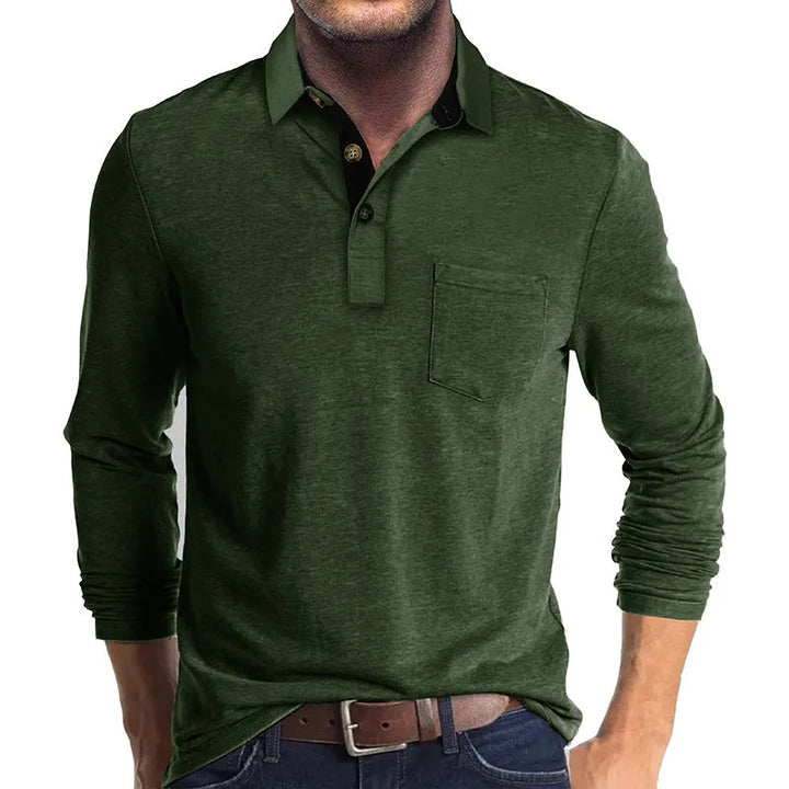 Men's long-sleeved shirt with a classic cut