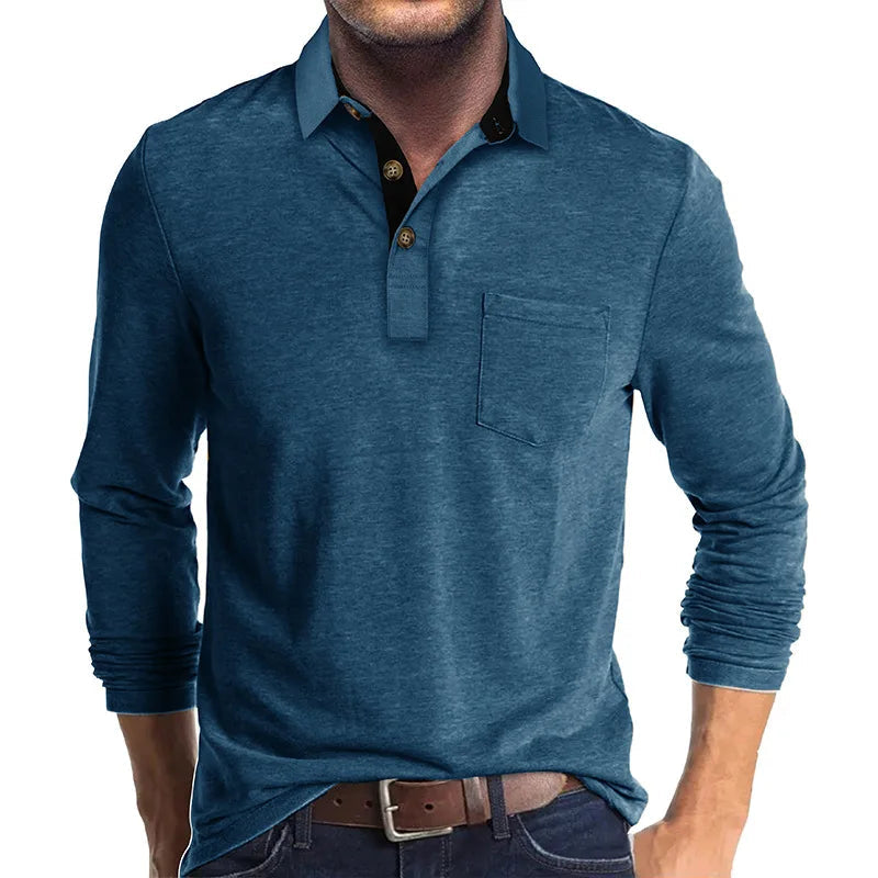 Men's long-sleeved shirt with a classic cut