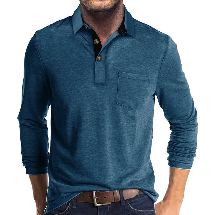 Men's long-sleeved shirt with a classic cut