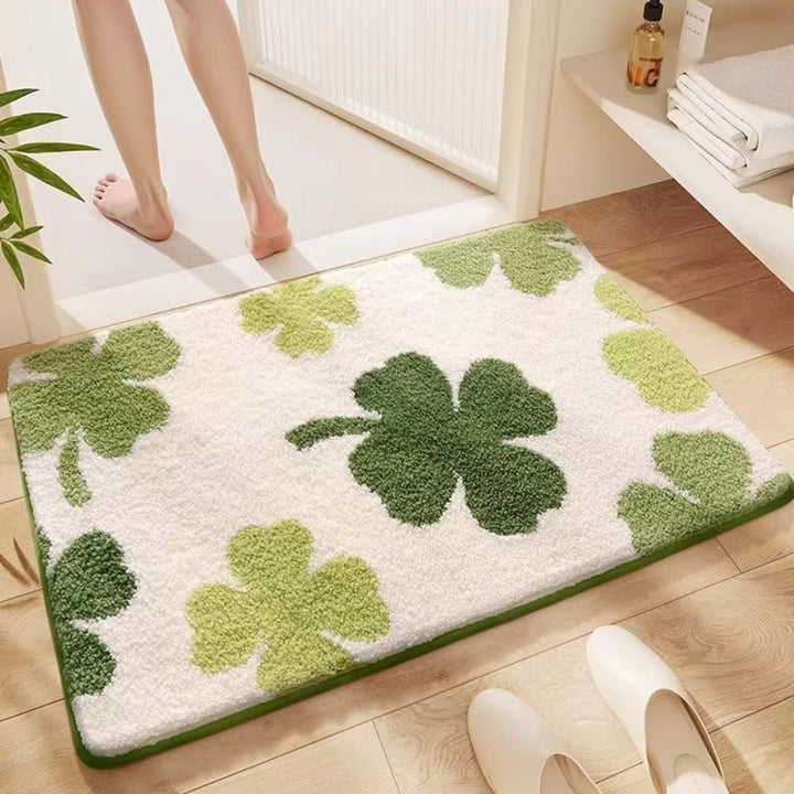 Bathroom mat with nature motif – Non-slip microfiber mat with mountain design