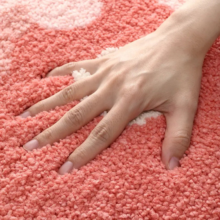 Bathroom mat with nature motif – Non-slip microfiber mat with mountain design