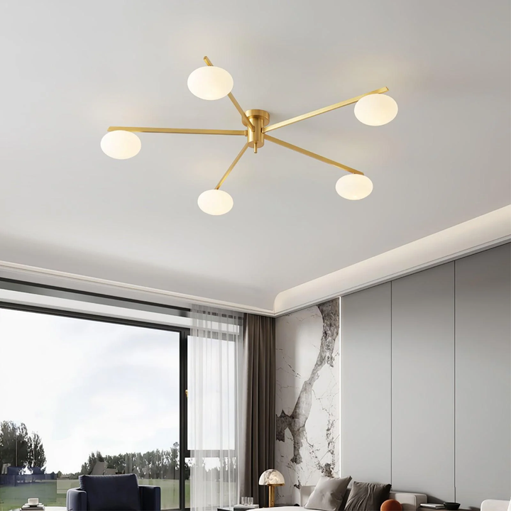 Modern ceiling light made of metal and glass in a minimalist design