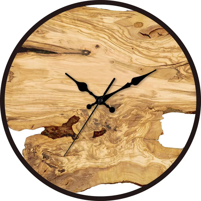 Modern wall clock made of acrylic with wood grain and silent clock mechanism 
