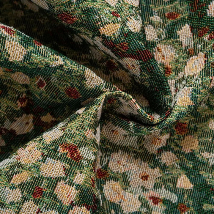 Floral patterned curtain – Boho curtain with tassel hem