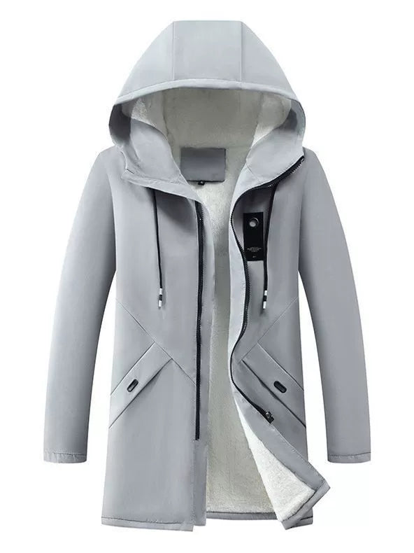 Men's transitional jacket with hood and fleece lining 