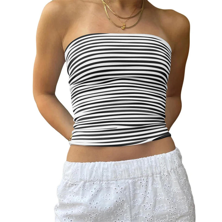 Women’s Striped Bustier Top with Fine Stripes