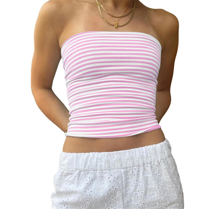 Women’s Striped Bustier Top with Fine Stripes