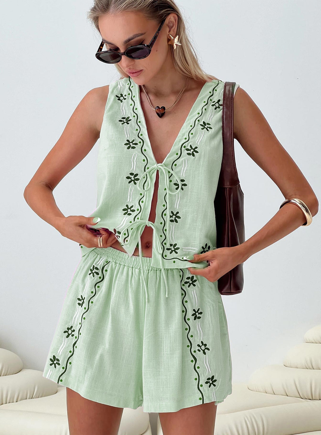Women’s Floral Embroidered Two-Piece Summer Set