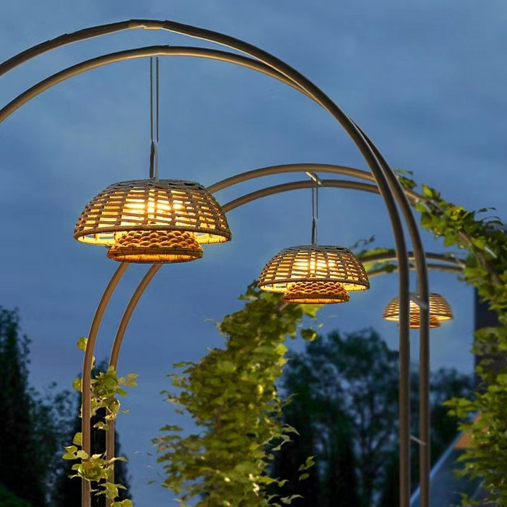 Eco-Friendly Bamboo Outdoor Lamp - Weather-Resistant LED Light Fixture-3