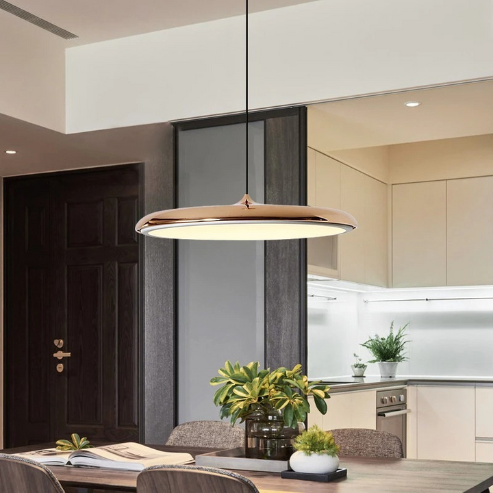 Scandinavian LED pendant light in a disc design