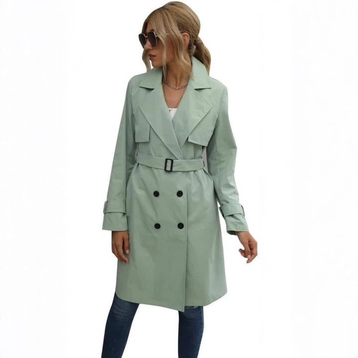 Women's Long Coat with Double-Breasted Cut and Tailored Shape