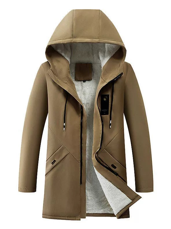 Men's transitional jacket with hood and fleece lining 