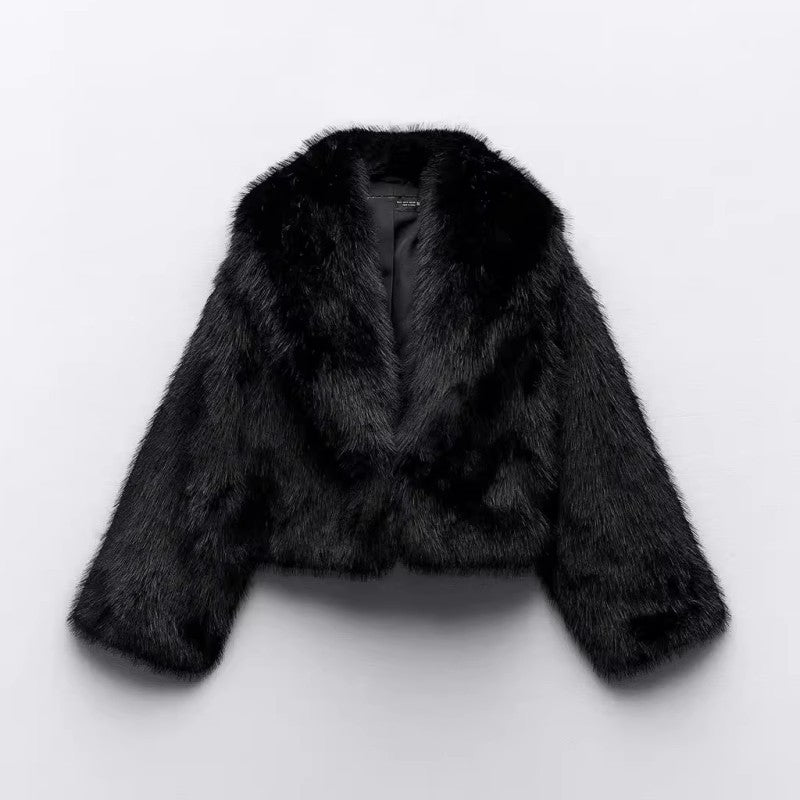 Women's short-fur blazer with fashionable design 