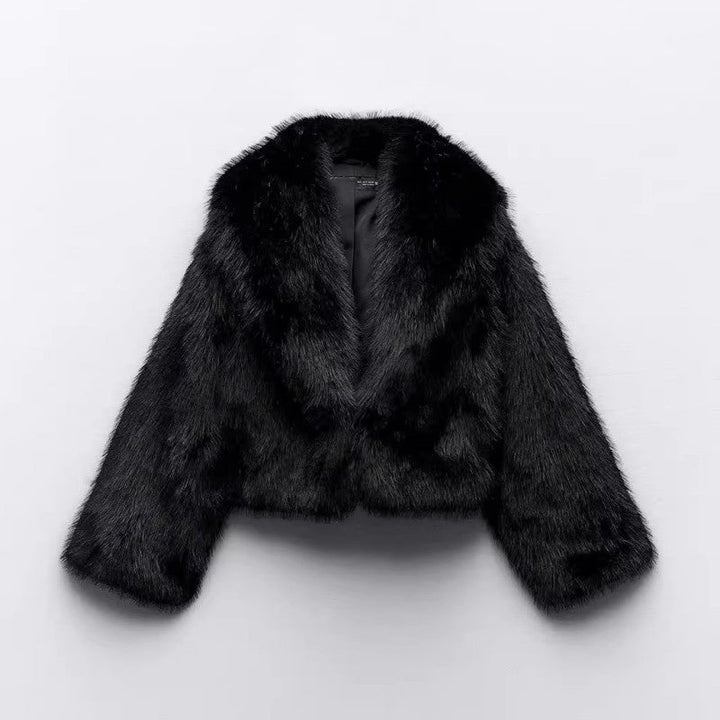 Women's short-fur blazer with fashionable design 