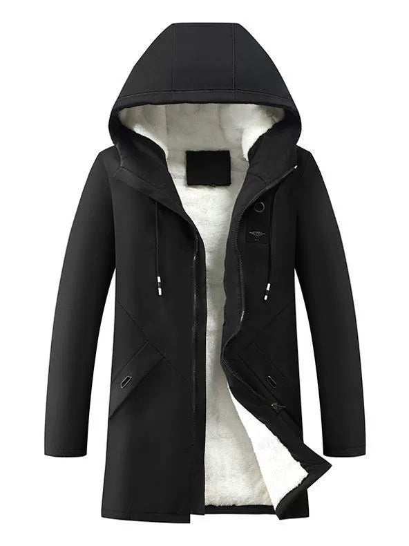 Men's transitional jacket with hood and fleece lining 