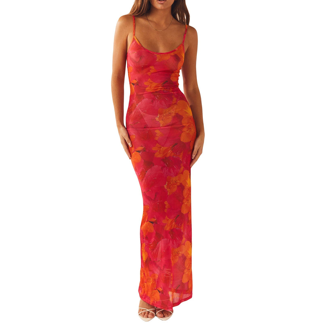 Women's Floral Maxi Dress Summer Sleeveless Beach Dress