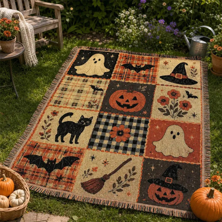 Dekorative Wurfdecke mit Halloween-Motiv für gemütliche Herbstabende