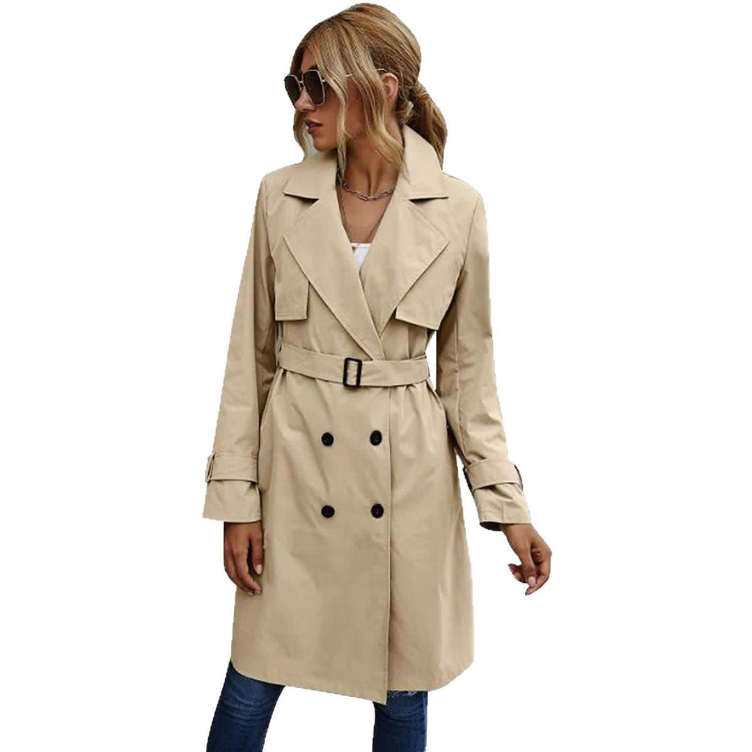 Women's Long Coat with Double-Breasted Cut and Tailored Shape