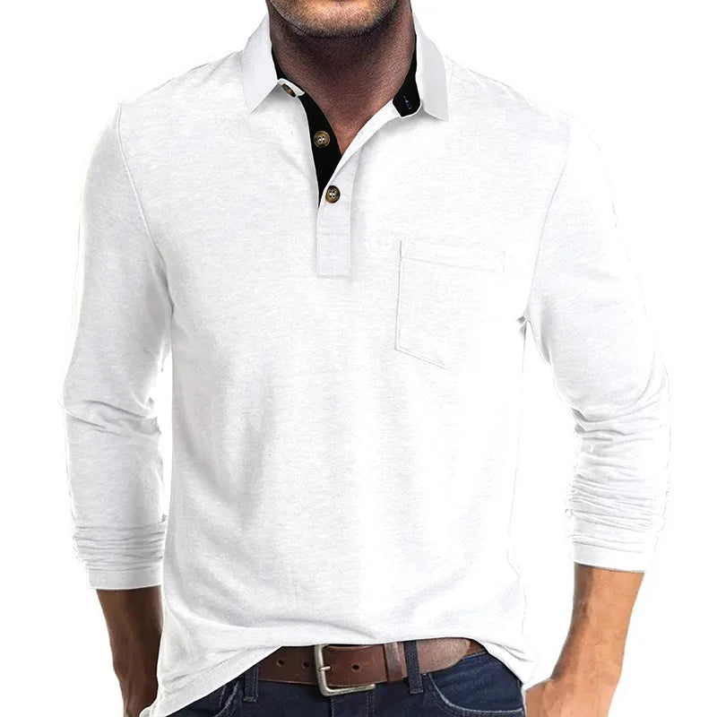 Men's long-sleeved shirt with a classic cut