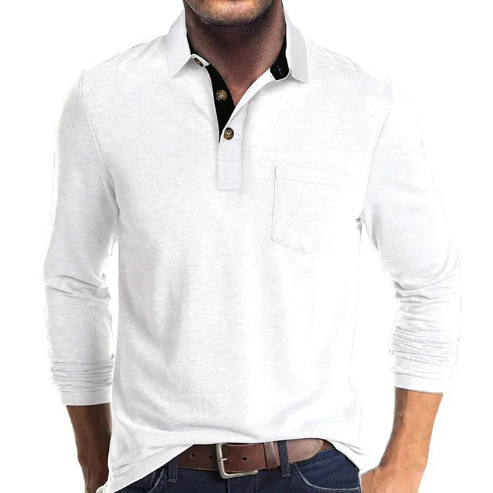 Men's long-sleeved shirt with a classic cut