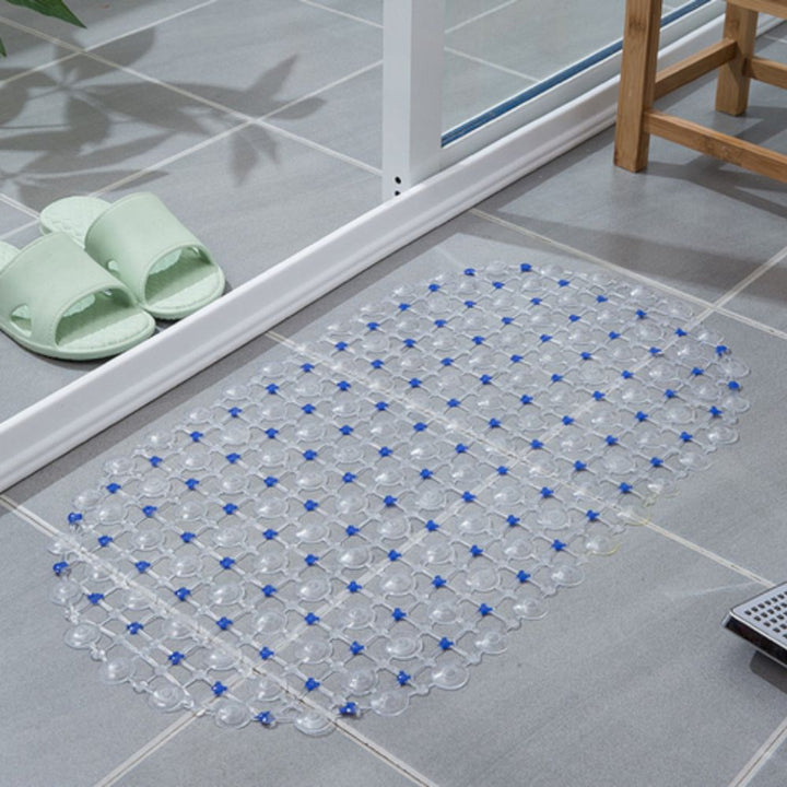 Non-slip shower mat with suction cups and fast water drainage
