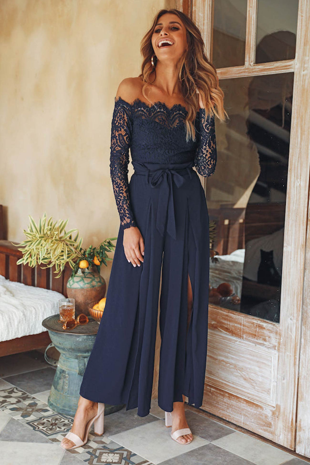 Alluring Off-Shoulder Slit Jumpsuit for Women
