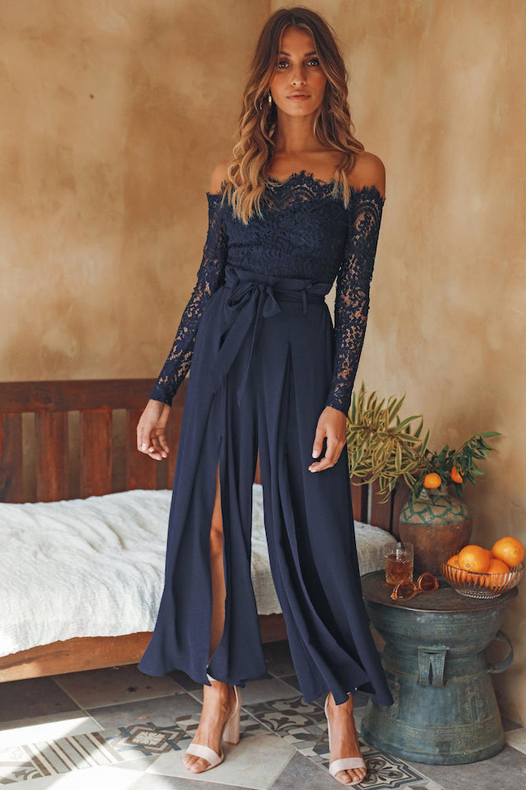 Alluring Off-Shoulder Slit Jumpsuit for Women