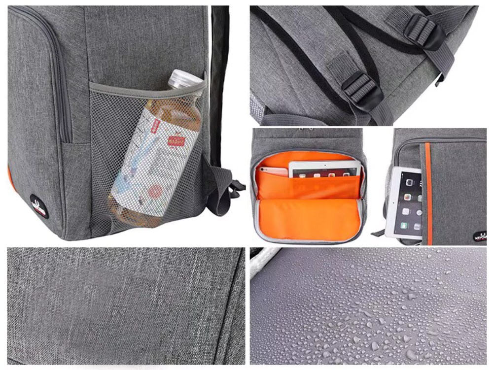 Cooler backpack with long cooling performance and water-repellent design