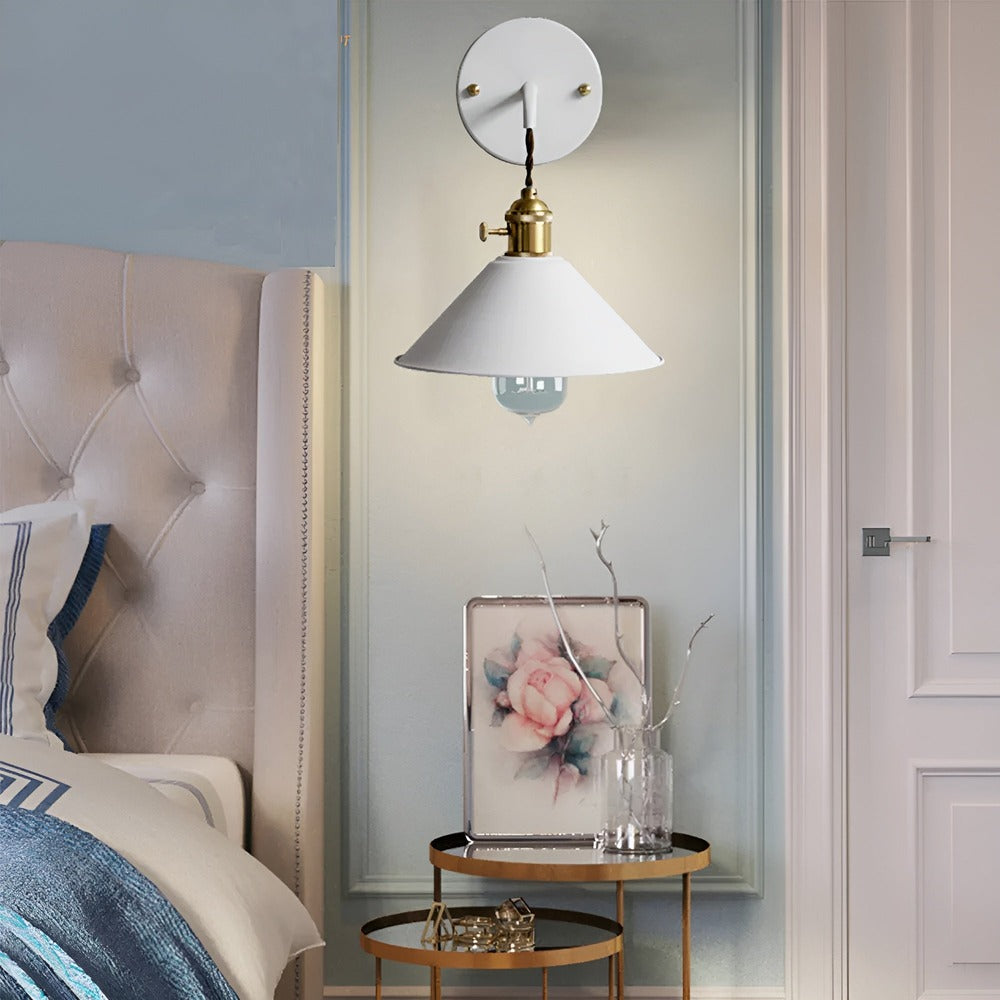 Retro wall lamp with metal cone