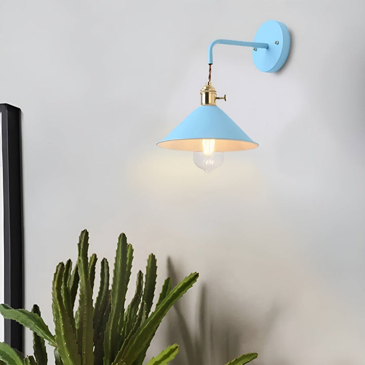 Retro wall lamp with metal cone