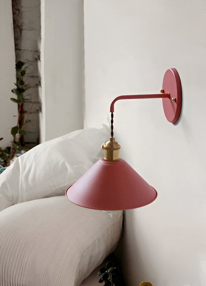 Retro wall lamp with metal cone