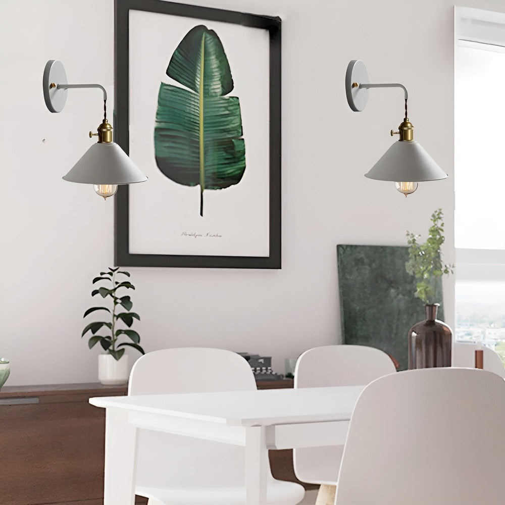 Retro wall lamp with metal cone