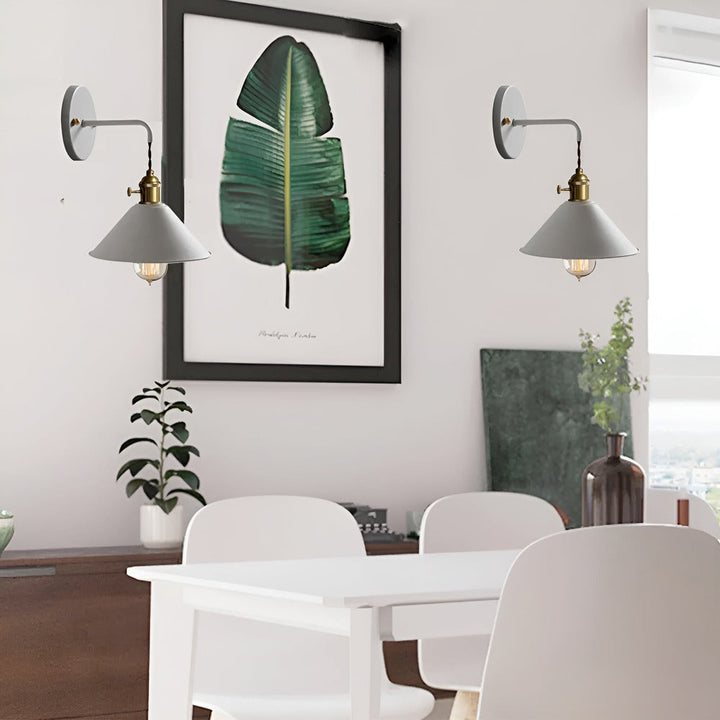 Retro wall lamp with metal cone