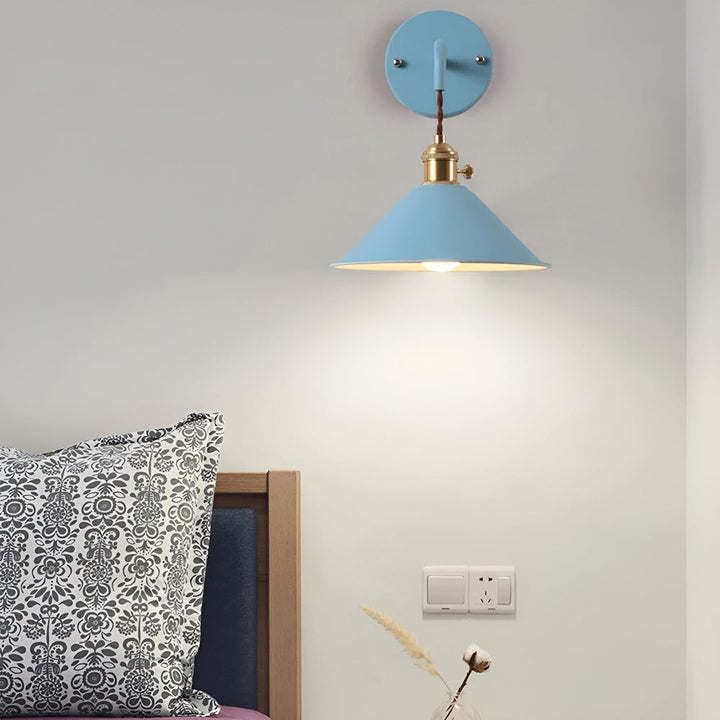 Retro wall lamp with metal cone