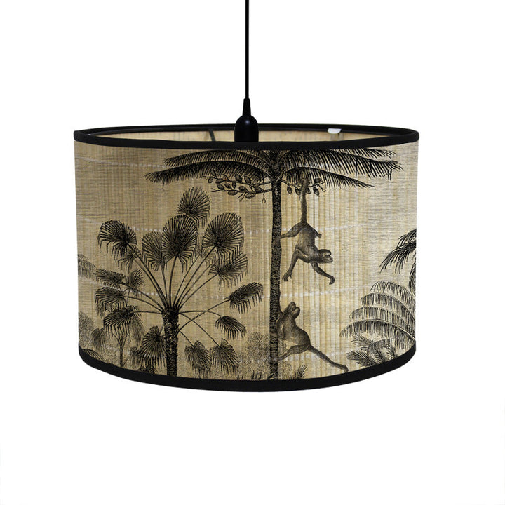 Tropical lampshade with animal motifs in vintage style – round &amp; decorative