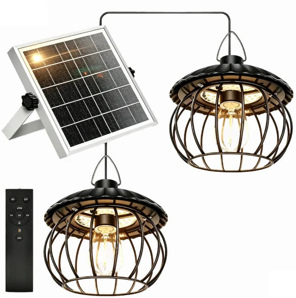 Solar-Lichterkette mit leuchtenden Kürbis-Laternen für Halloween im Außenbereich