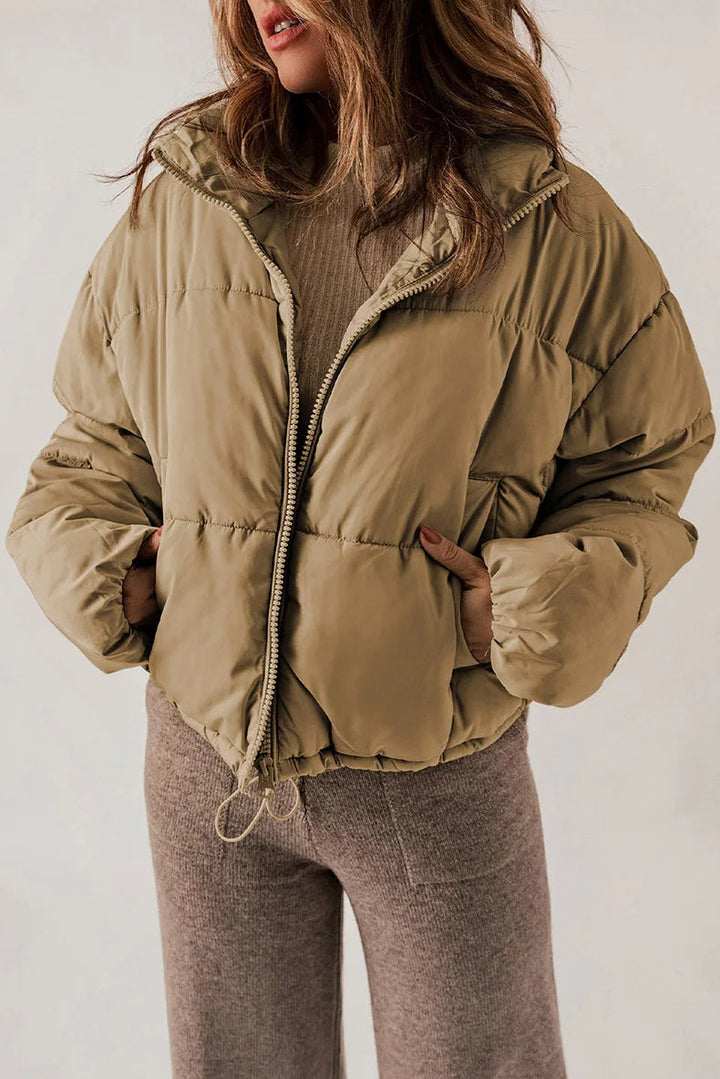 Women's Winter Puffer Jacket Short with Zipper 
