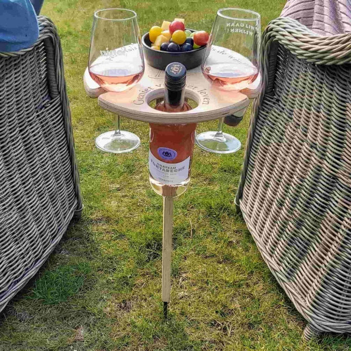 Portable wine table for picnics and outdoor activities