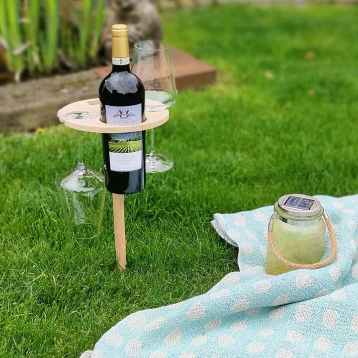Portable wine table for picnics and outdoor activities