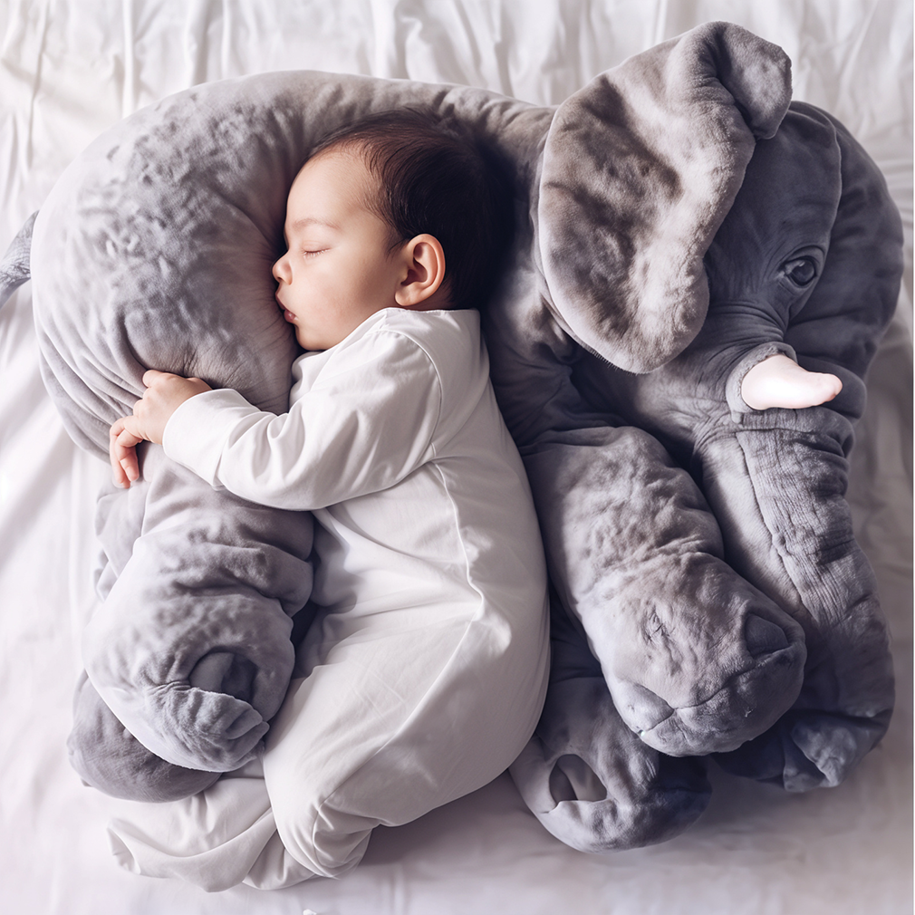 Cuddly elephant plush cushion for children's room