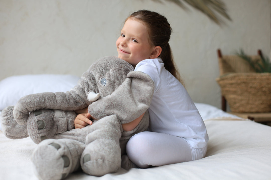 Cuddly elephant plush cushion for children's room