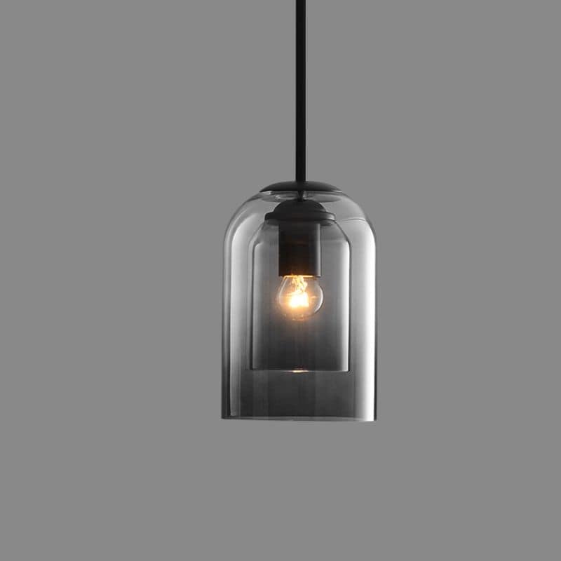 Pendant light with double glass in mid-century design – smoke grey or rust
