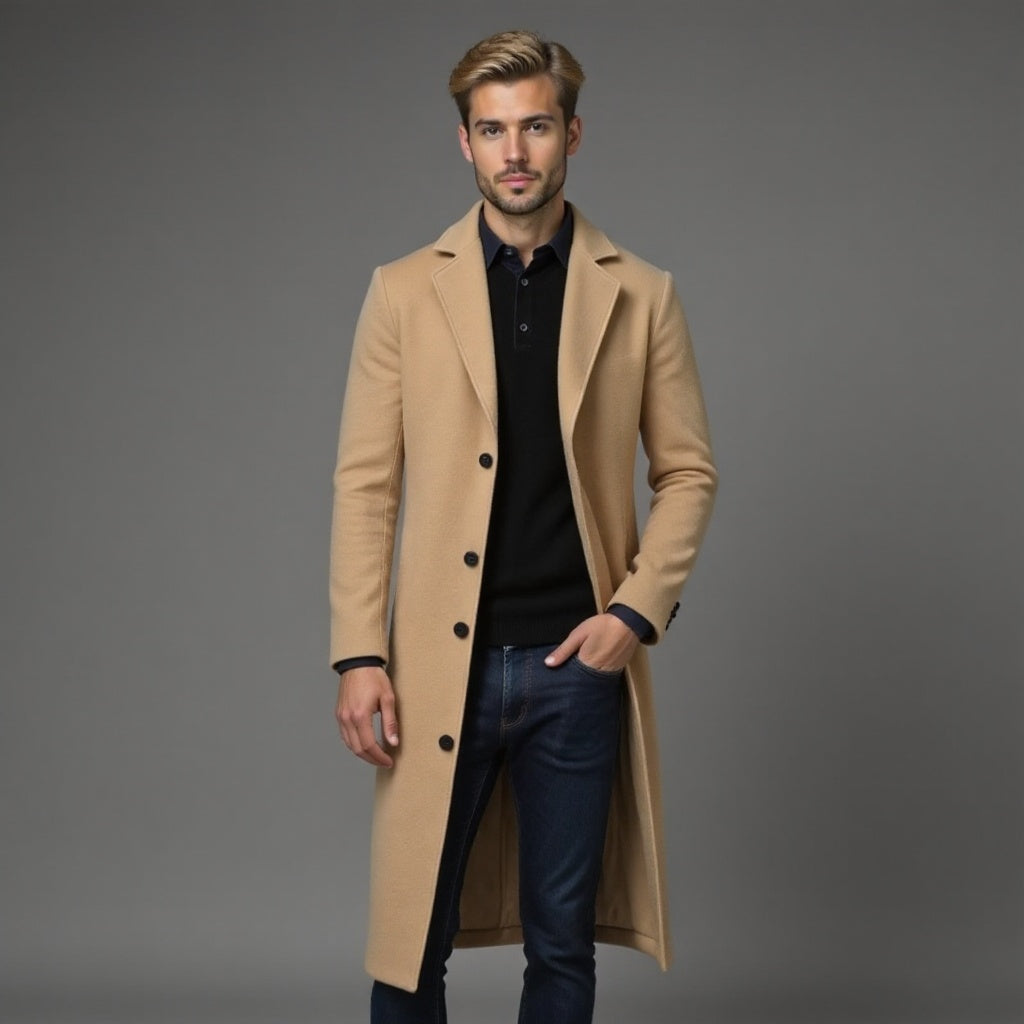 Men's Slim Fit Trench Coat for Winter