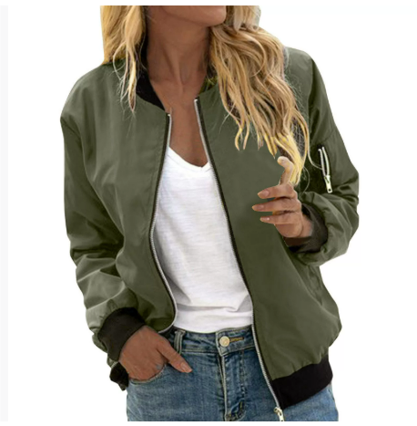 Women's Bomber Jacket with Classic Design 