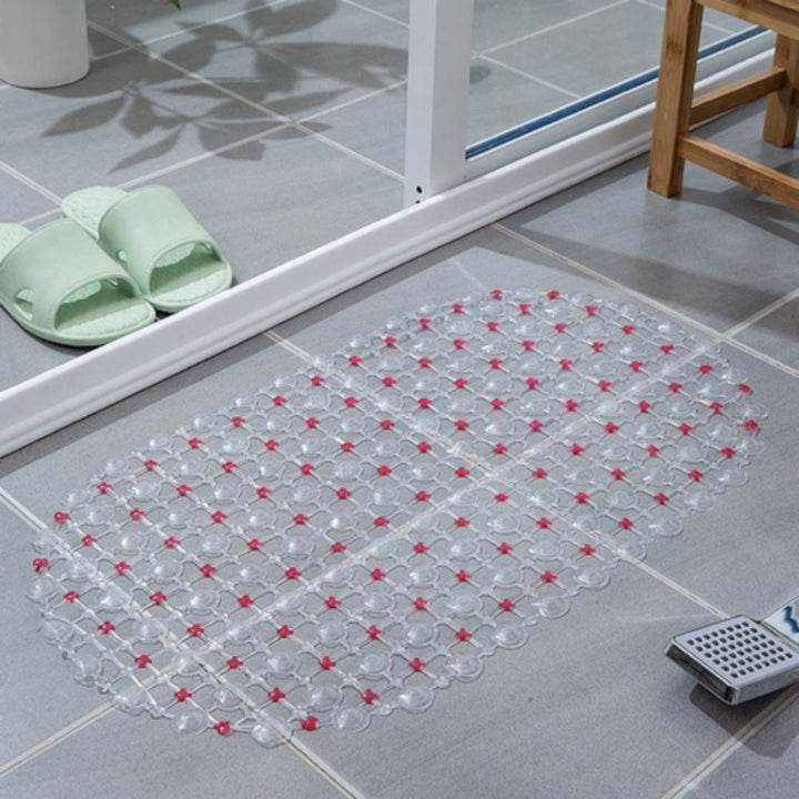Non-slip shower mat with suction cups and fast water drainage