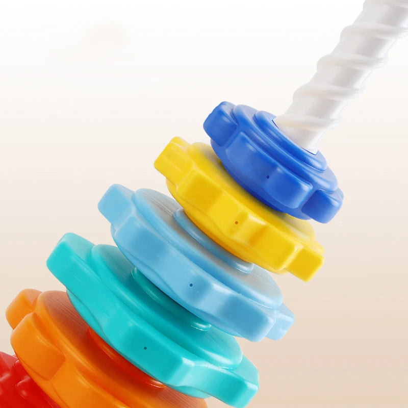 Montessori Rotating Rainbow Tower – Creative Stacking Toy for Children