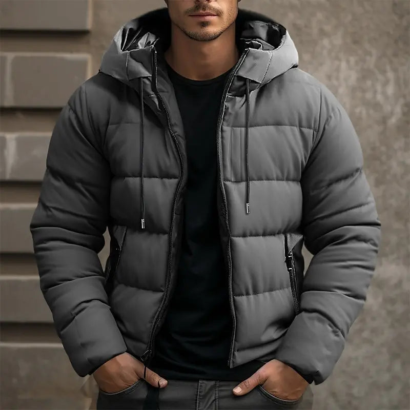 Herren Pufferjacke Mit Kapuze Für Winter
