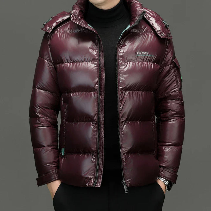 Men's Short Down Jacket with Shiny Design 