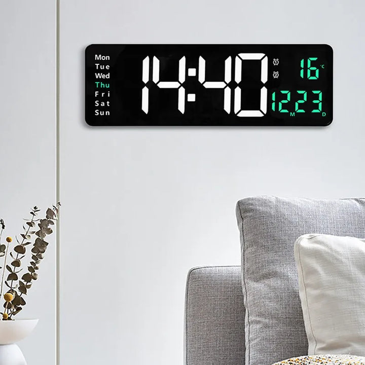 Modern LED wall clock with timer, date &amp; remote control