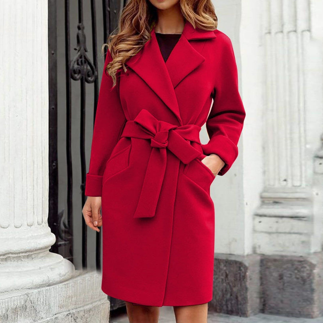 Women's Trench Coat with Tie Belt and Classic Lapel